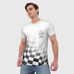 Футболка мужская MERCEDES, МЕРСЕДЕС СПОРТ, ФИНИШНЫЙ ФЛАГ, ФОРМУЛА 1, цвет: 3D-принт — фото 2
