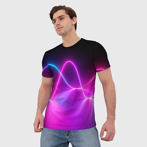 Мужская футболка Лучи света pink theme / 3D-принт – фото 3