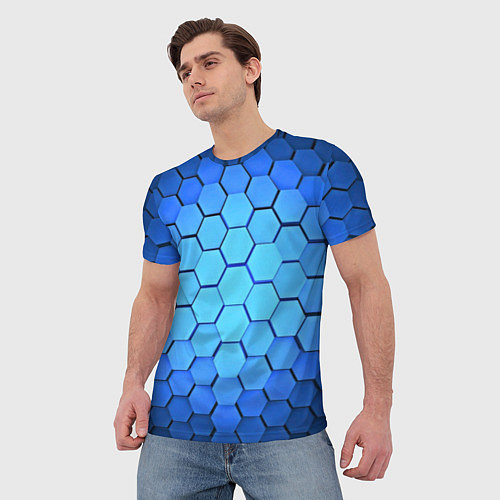 Мужская футболка Неоновые 3D ПЛИТЫ / 3D-принт – фото 3