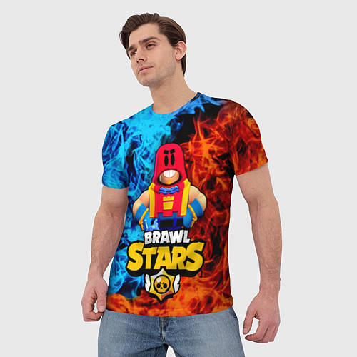 Мужская футболка ГРОМ БРАВЛ СТАРС, GROM BRAWL STARS ОГОНЬ / 3D-принт – фото 3