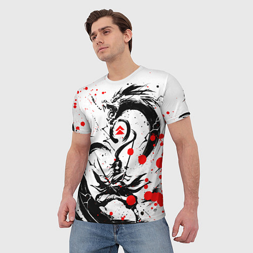 Мужская футболка GHOST OF TSUSHIMA ДРАКОН НА СПИНЕ / 3D-принт – фото 3