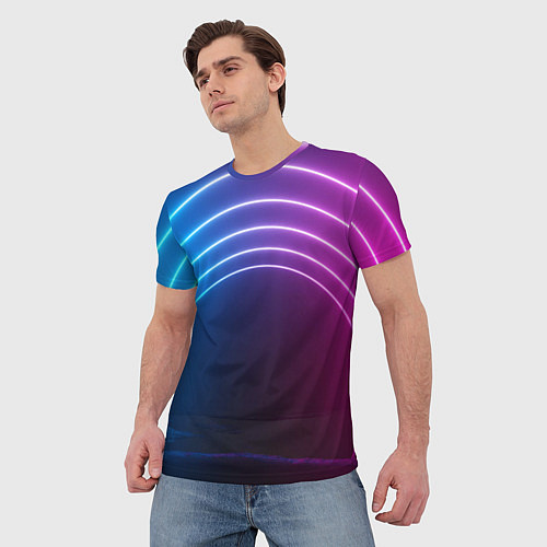 Мужская футболка Арка неонового света full version / 3D-принт – фото 3