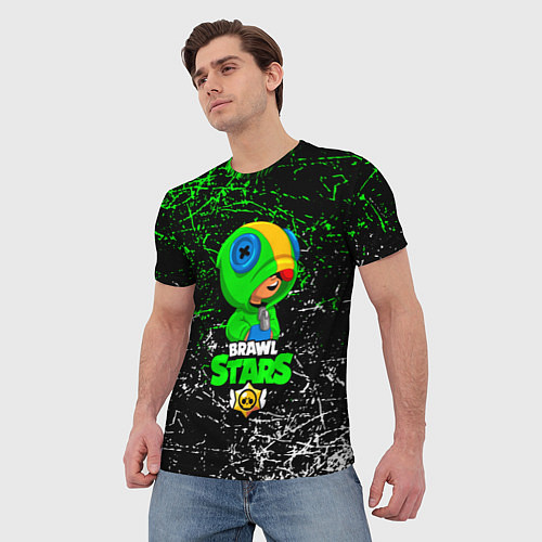 Мужская футболка BRAWL STARS LEON GREEN / 3D-принт – фото 3