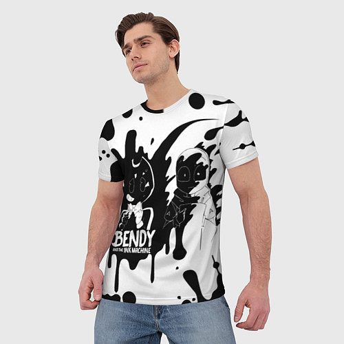 Мужская футболка BLACK AND WHITE BENDY / 3D-принт – фото 3