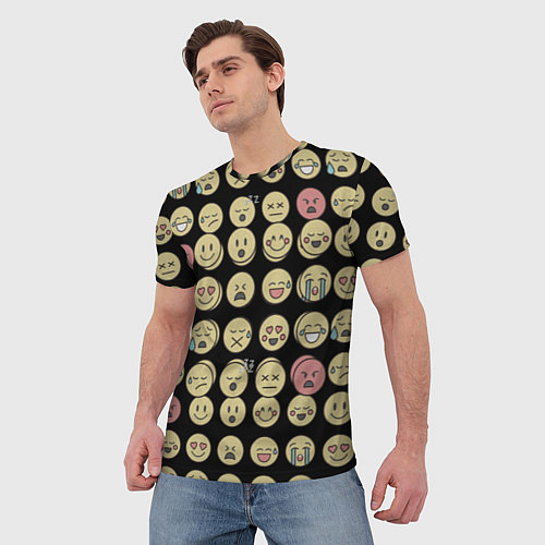 Мужская футболка Смайлики эмодзи паттерном / 3D-принт – фото 3