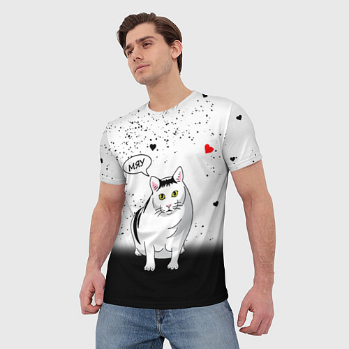Мужская футболка CAT LOVE / 3D-принт – фото 3