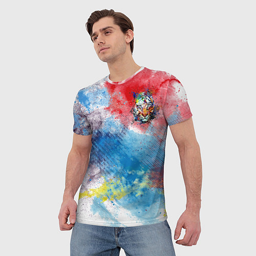Мужская футболка Красочный лев на цветном облаке / 3D-принт – фото 3