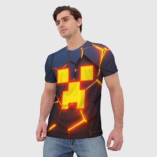 Мужская футболка ОГНЕННЫЙ КРИПЕР 3D ПЛИТЫ FIRE CREEPER / 3D-принт – фото 3