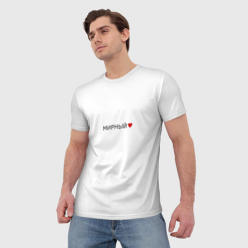 Мужская футболка Мирный love black V / 3D-принт – фото 3