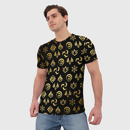 Мужская футболка GOLDEN GENSHIN IMPACT PATTERN ЗОЛОТО ГЕНШИН ИМПАКТ / 3D-принт – фото 3