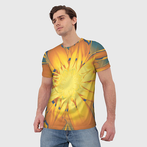 Мужская футболка Солнечный цветок Абстракция 535-332-32 / 3D-принт – фото 3
