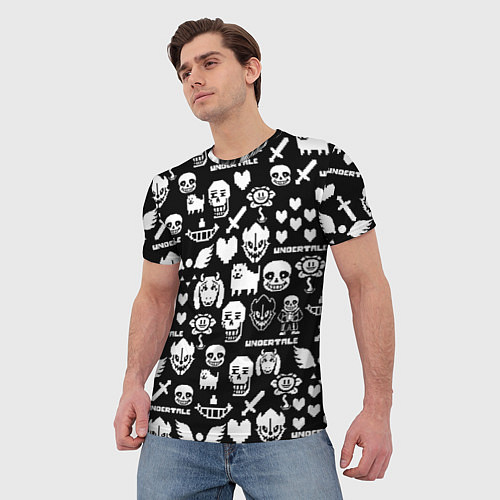 Мужская футболка UNDERTALE PATTERN БЕЛЫЙ / 3D-принт – фото 3