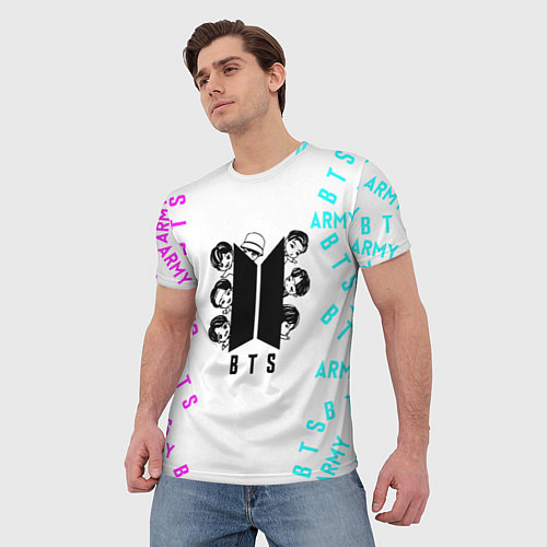 Мужская футболка B T S Логотип в цвете / 3D-принт – фото 3