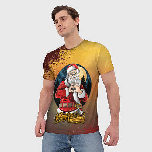 Мужская футболка Santa love you / 3D-принт – фото 3
