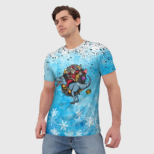 Мужская футболка Санта на дино 2024 / 3D-принт – фото 3