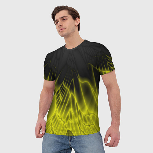 Мужская футболка Коллекция Rays Лучи Желтый и черный Абстракция 662 / 3D-принт – фото 3