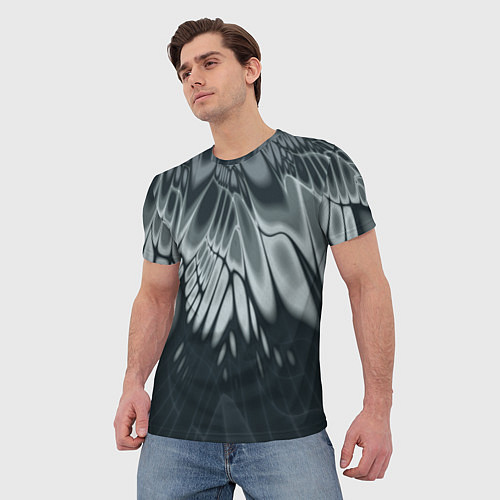 Мужская футболка Серый - коллекция Лучи - Хуф и Ся / 3D-принт – фото 3
