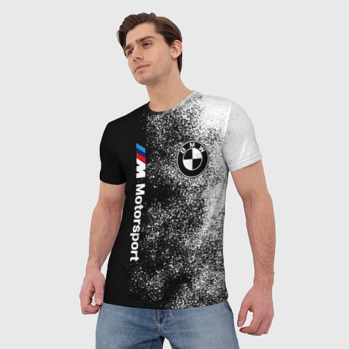Мужская футболка БМВ Черно-белый логотип / 3D-принт – фото 3