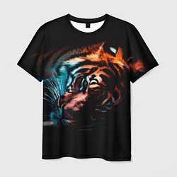 Футболка мужская Красивый Тигр лежит, цвет: 3D-принт
