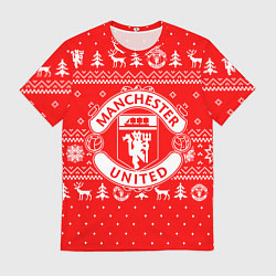 Футболка мужская FC Manchester United: Новогодний узор, цвет: 3D-принт