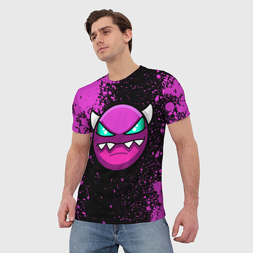 Мужская футболка Геометри Дэш Geometry Dash demon / 3D-принт – фото 3