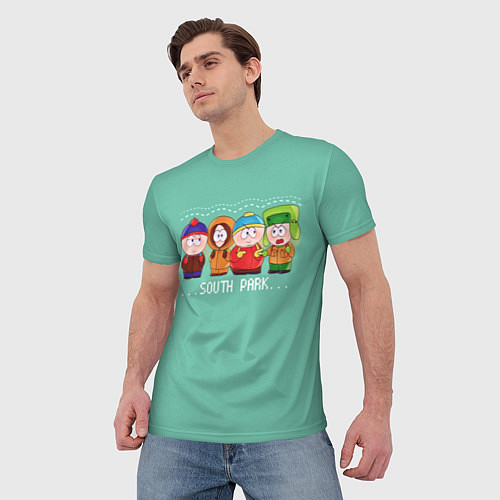 Мужская футболка South Park - Южный парк Кенни, Кайл, Эрик и Стэн / 3D-принт – фото 3