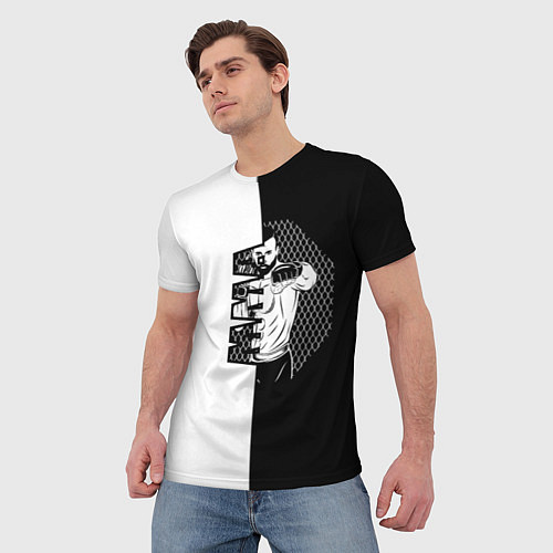 Мужская футболка Боец ММА чёрно-белое / 3D-принт – фото 3
