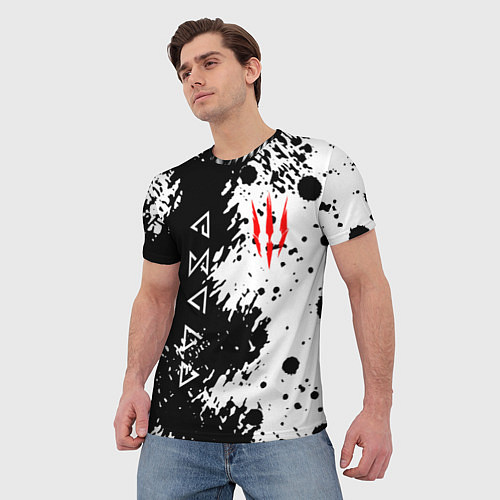 Мужская футболка The Witcher black & white / 3D-принт – фото 3
