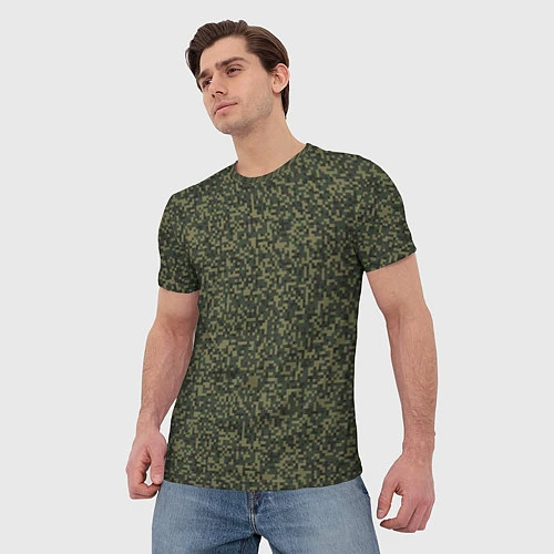 Мужская футболка Цифра Флора пиксельный камуфляж / 3D-принт – фото 3