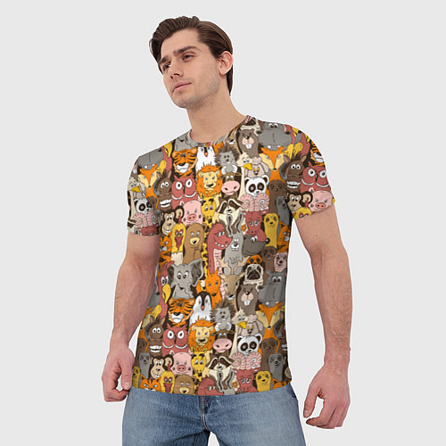 Мужская футболка Зоопарк разные звери / 3D-принт – фото 3