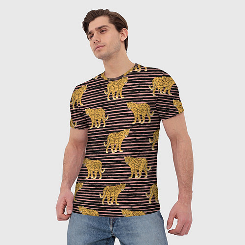 Мужская футболка Леопарды паттерн / 3D-принт – фото 3