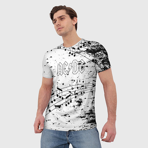 Мужская футболка ACDC - Музыкальные ноты / 3D-принт – фото 3