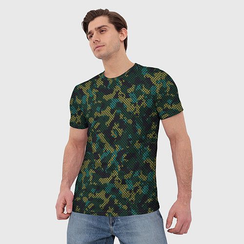 Мужская футболка Модный камуфляж с холстовой сеткой / 3D-принт – фото 3