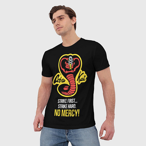 Мужская футболка Cobra Kai - No mercy! / 3D-принт – фото 3