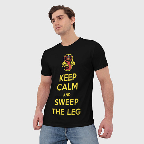 Мужская футболка Keep calm and sweep the leg / 3D-принт – фото 3