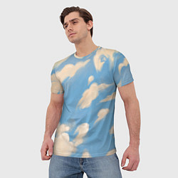 Футболка мужская Рисунок голубого неба с облаками маслом, цвет: 3D-принт — фото 2