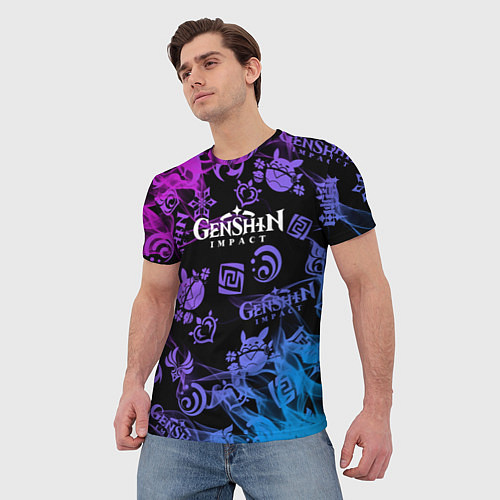 Мужская футболка Геншин Импакт пламя / 3D-принт – фото 3