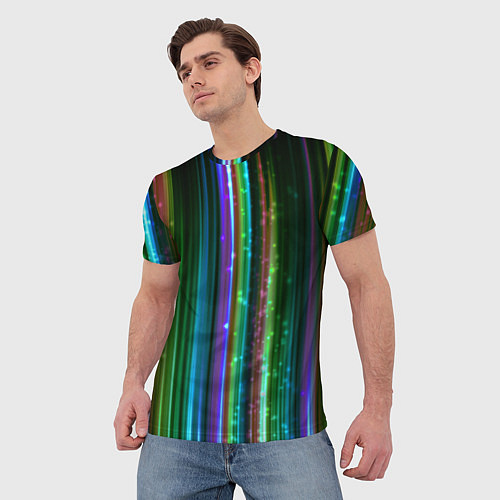 Мужская футболка Свет неоновой радуги / 3D-принт – фото 3