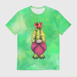 Футболка мужская Гном - кактус, цвет: 3D-принт