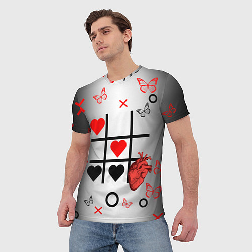 Мужская футболка Крестики нолики сердцами / 3D-принт – фото 3