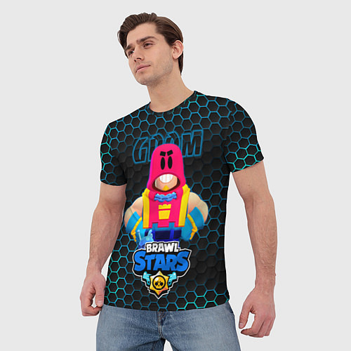 Мужская футболка Гром BRAWL STARS соты / 3D-принт – фото 3