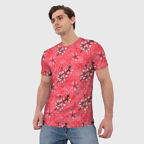 Мужская футболка Сакура красная / 3D-принт – фото 3