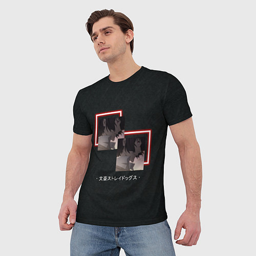 Мужская футболка Дазай Осаму в неоновых квадратах Великий из бродяч / 3D-принт – фото 3