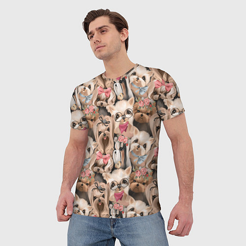 Мужская футболка Паттерн йорки / 3D-принт – фото 3