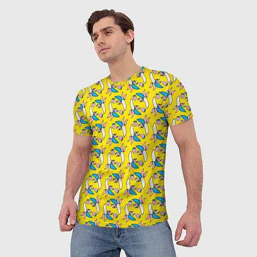 Мужская футболка Летний узор Забавные бананчики / 3D-принт – фото 3