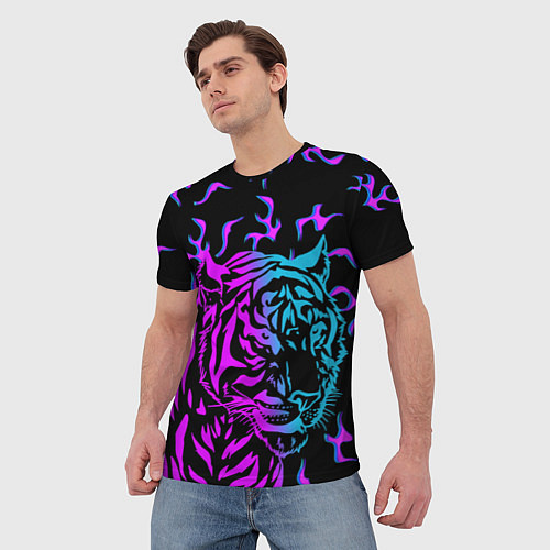 Мужская футболка Неоновый ТИГР Год тигра / 3D-принт – фото 3
