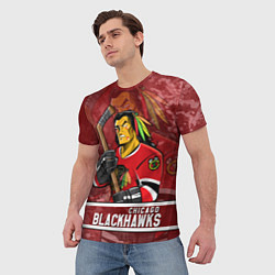 Футболка мужская Chicago Blackhawks , Чикаго Блэкхокс, цвет: 3D-принт — фото 2