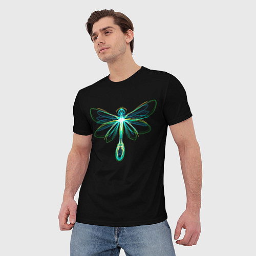 Мужская футболка Неоновая стрекоза / 3D-принт – фото 3