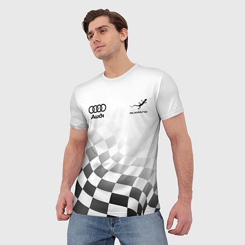 Мужская футболка Audi Quattro, Ауди Кватро, Финишный флаг / 3D-принт – фото 3