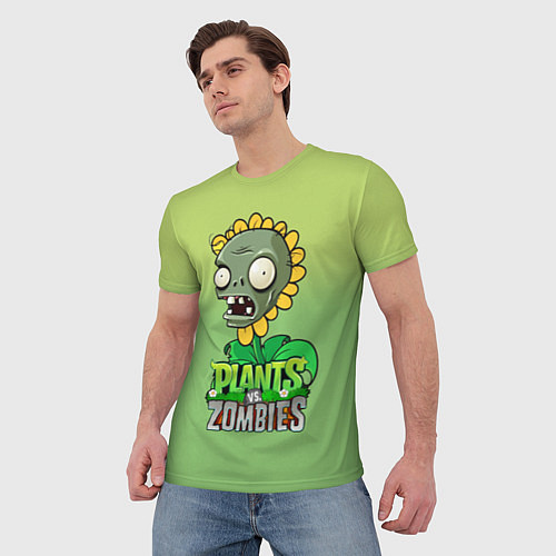 Мужская футболка Plants vs Zombies зомби-подсолнух / 3D-принт – фото 3